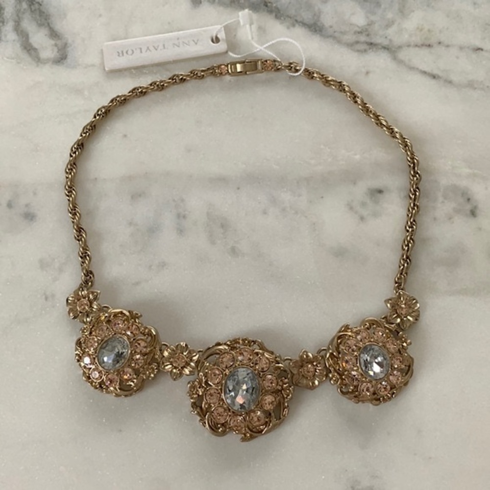 Ann Taylor Ornate Gold Flower Necklace